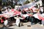 【韓国】日本強制徴用労働者謝罪賠償運動の本格化を宣言して旭日旗（戦犯旗）を引き裂くパフォーマンス（写真）