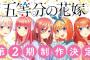 「転スラ、ゴブスレ、盾の勇者、五等分」←続編あり　「やが君、わたてん、かぐや」←続編なし