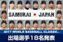 WBCメンバー一部発表（18人）ｗｗｗｗｗｗｗｗｗｗｗｗｗｗｗ