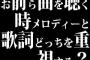 お前ら曲を聴く時メロディーと歌詞どっちを重視する？