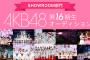 【速報】本日18:00～19:00頃　AKB48第16期生オーディションの仮研究生合格者配信が決定！【SHOWROOM】