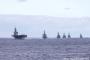 海自護衛艦「いずも」を中心に日米豪加独5ヶ国艦艇が編隊を組んで航行！