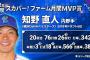 DeNA知野直人、イースタンリーグ月間MVP賞に選ばれる！